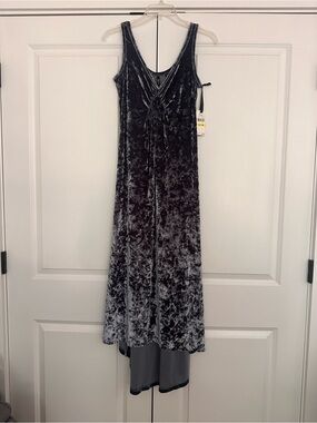 Slate Blue Crushed Velvet Maxi Dress